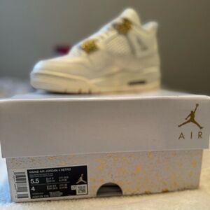 Women’s Air Jordan Retro 4 Sail/ Metallic Gold
